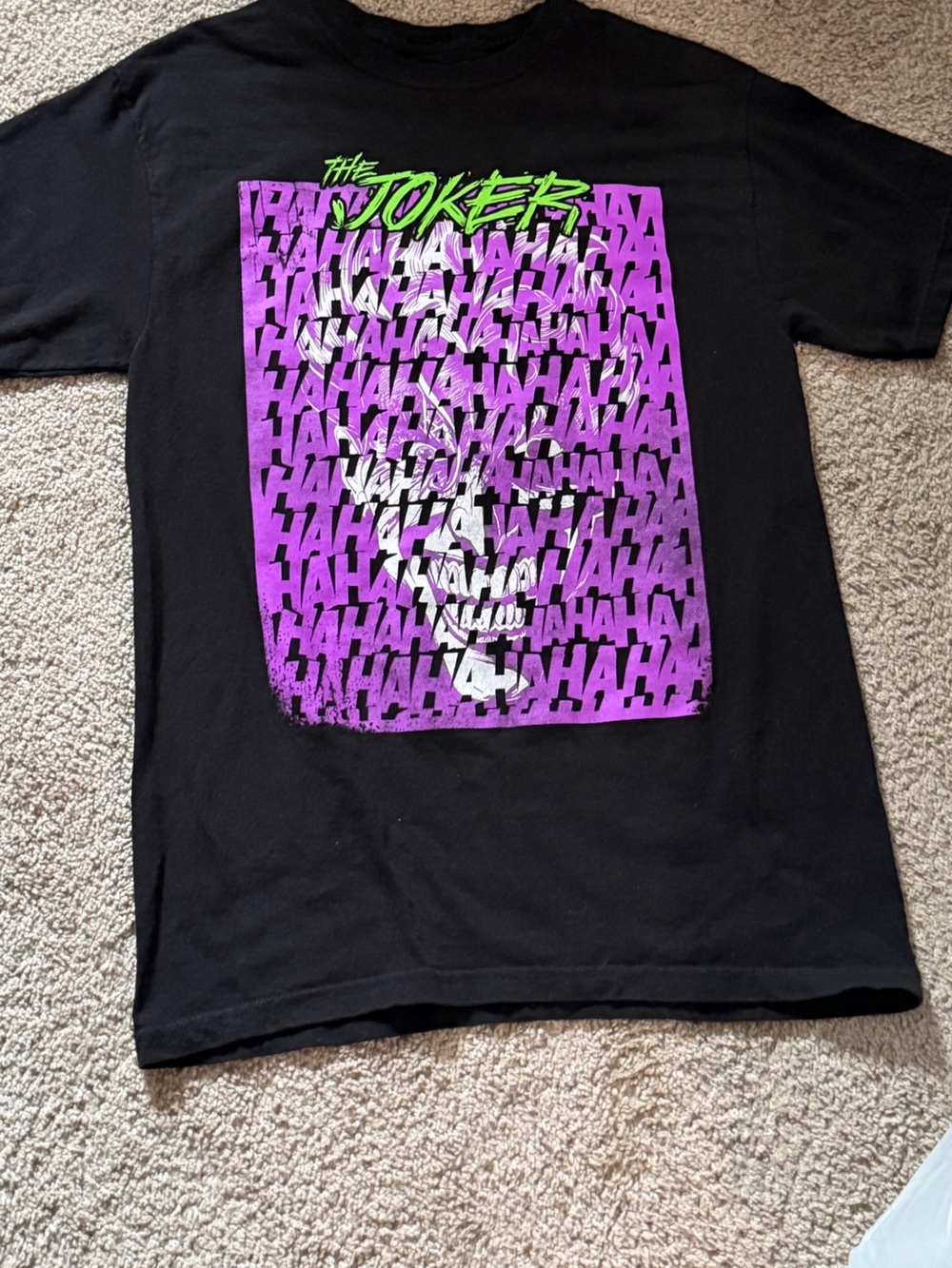 Batman Black Tee with Neon Green & Purple Graphic